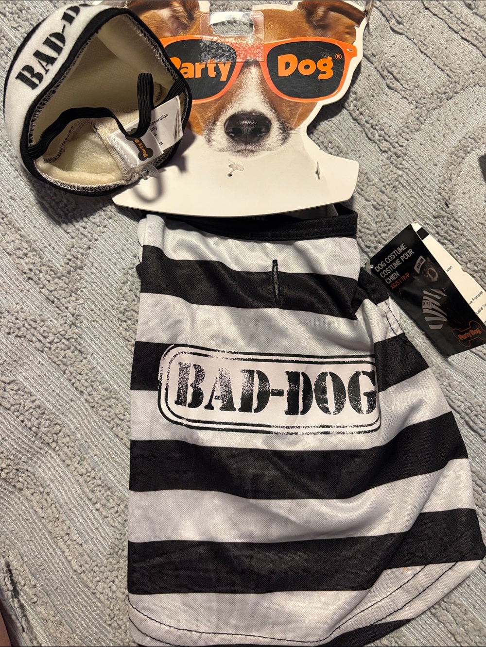 Bad-Dog Black & White Striped Dog Costume